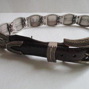 *Brighton Brown And Silver Boho Croc Concho Links